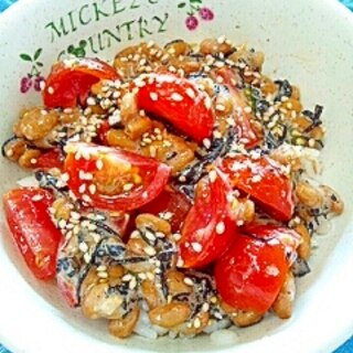 納豆の食べ方-トマト＆ひじき♪